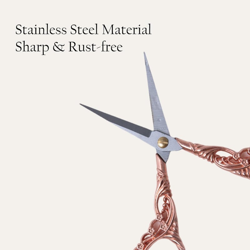 NOVAL Vintage Stainless Steel Nail Scissors for Tips, Cuticle and Art Detailing, Rose Gold - Image 1